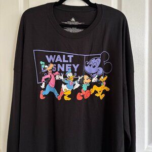 Walt Disney ''Cartoon Pals'' Black Long Sleeve Unisex Graphic T-Shirt Size 3XL